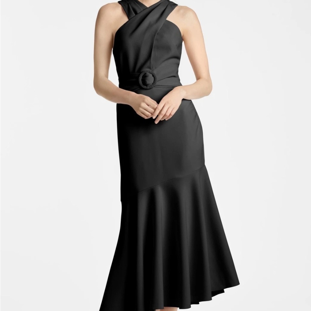 New Sachin & Babi Naomi Cross Neck Dress Size 10 Black Luxury Party Holiday